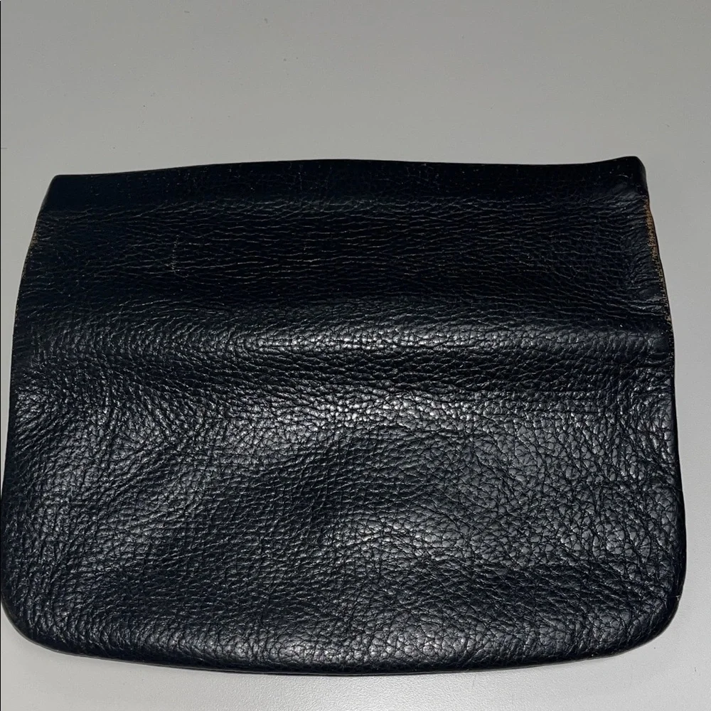 Source Unknown Leather Black Clutch with snap & zip pockets